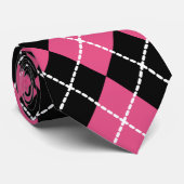 Rosa-schwarze Retro-Argyle-Krawatte Krawatte (Gerollt)