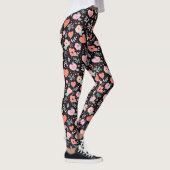Rosa Schwarze Retro-Blume Leggings (Rechts)