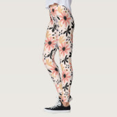 Rosa Schwarze Retro-Blume Leggings (Links)