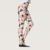 Rosa Schwarze Retro-Blume Leggings (Rechts)