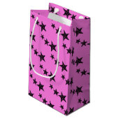 Rosa schwarze Retrostern Kleine Geschenktüte (Rückseite Schrägansicht)