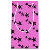 Rosa schwarze Retrostern Kleine Geschenktüte (Vorderseite)