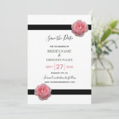 Rosa schwarze Ribbon Hochzeit speichern das Datum Save The Date (Stehend Vorderseite)