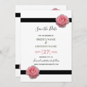 Rosa schwarze Ribbon Hochzeit speichern das Datum Save The Date (Vorne/Hinten)