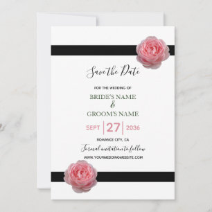 Rosa schwarze Ribbon Hochzeit speichern das Datum Save The Date