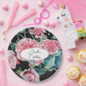 Rosa Schwarze Rose Blumenblätter Party Papierplatt Pappteller (Party)