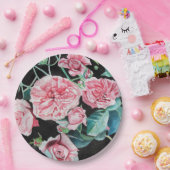 Rosa Schwarze Rose Blumenblätter Party Papierplatt Pappteller (Party)