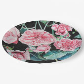 Rosa Schwarze Rose Blumenblätter Party Papierplatt Pappteller (Schrägansicht)