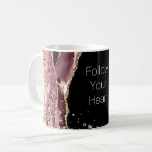 Rosa Schwarze Rose Gold Glitzer Kaffeetasse