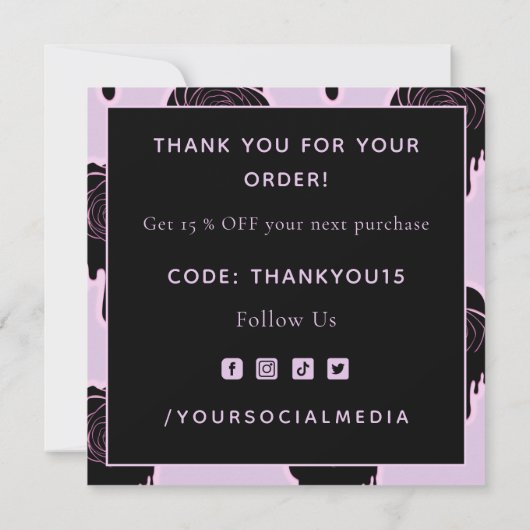 Rosa Schwarze Rose Tropfen Driving Halloween Danke Einladung (Rückseite)