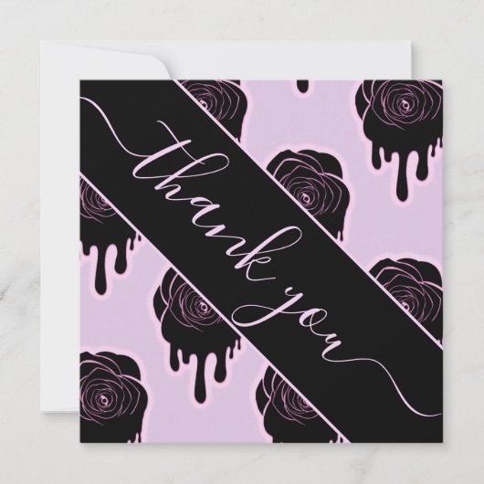 Rosa Schwarze Rose Tropfen Driving Halloween Danke Einladung (Vorderseite)