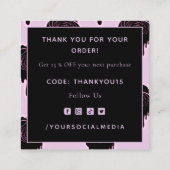 Rosa Schwarze Rose Tropfen Driving Halloween Danke Quadratische Visitenkarte (Rückseite)