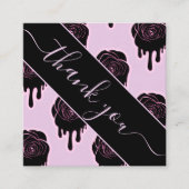 Rosa Schwarze Rose Tropfen Driving Halloween Danke Quadratische Visitenkarte (Vorderseite)