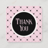 Rosa & schwarze Schleife Monogramm Danke Karte (Vorderseite)