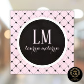 Rosa & schwarze Schleife Monogramm Fensteraufkleber