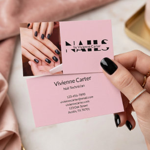 Rosa-schwarze Schrift Foto Nagelstudio Visitenkarte