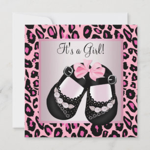 Rosa schwarze Schuhe Rosa Leopard Baby Mädchen Dus Einladung