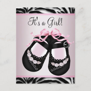 Rosa schwarze Schuhe Rosa Zebra Baby Dusche Einladung