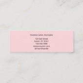 Rosa-Schwarze-Script-Foto-Friseur Mini Visitenkarte (Rückseite)