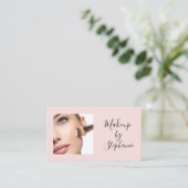 Rosa-schwarze Script-Foto-Makeup-Design Visitenkarte (Stehend Vorderseite)