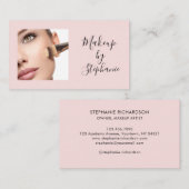 Rosa-schwarze Script-Foto-Makeup-Design Visitenkarte (Vorne/Hinten)