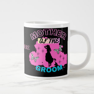 Rosa & Schwarze Silhouette Mutter des Bräutigams Jumbo-Tasse