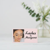Rosa-schwarze Skript-Wimpern-Makeup Visitenkarte (Stehend Vorderseite)