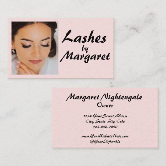 Rosa-schwarze Skript-Wimpern-Makeup Visitenkarte (Vorne/Hinten)