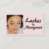 Rosa-schwarze Skript-Wimpern-Makeup Visitenkarte (Vorderseite)
