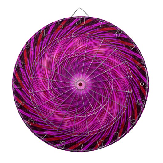 Rosa Schwarze Spirale Wave Kaleidoskop Kunst Dartscheibe (vorne)