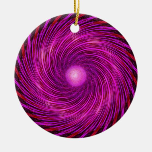 Rosa Schwarze Spirale Wave Kaleidoskop Kunst Keramik Ornament (Vorne)