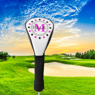 Rosa Schwarze Stangen Monogramm Golf Headcover