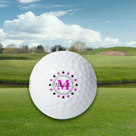 Rosa Schwarze Stangen Monogramm Golfball
