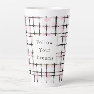 Rosa schwarze Streifen Folge deinen Träumen Milchtasse