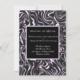 Rosa-schwarze Swirl-Hochzeit Einladung