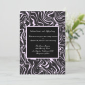 Rosa-schwarze Swirl-Hochzeit Einladung (Stehend Vorderseite)