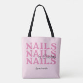 Rosa-Schwarze-Typografie-Griff Nagelstudio Tasche (Rückseite)