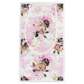 Rosa, schwarze und goldene Blumenbeutel Kleine Geschenktüte (Vorderseite)