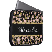 Rosa, schwarze und goldfarbene Foil Confetti Monog Laptopschutzhülle (Vorne Rechts)