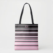 Rosa, schwarze und weiße Streifen Mit Monogramm Tasche (Vorderseite)