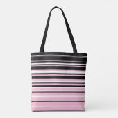 Rosa, schwarze und weiße Streifen Mit Monogramm Tasche (Rückseite)