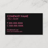 Rosa schwarze visitenkarte (Rückseite)