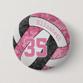 rosa schwarze Volleyballmannschaft Button (Vorderseite)