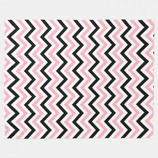 Rosa, schwarze, weiße große Zickzack ZigZag-Muster Fleecedecke (Vorderseite (Horizontal))