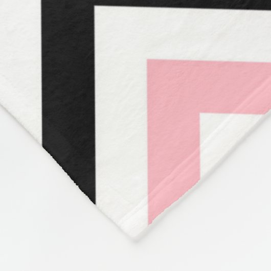 Rosa, schwarze, weiße große Zickzack ZigZag-Muster Fleecedecke (Ecke)