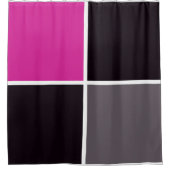 Rosa, schwarze, weiße und graue Quadrate Duschvorhang (Vorderseite)