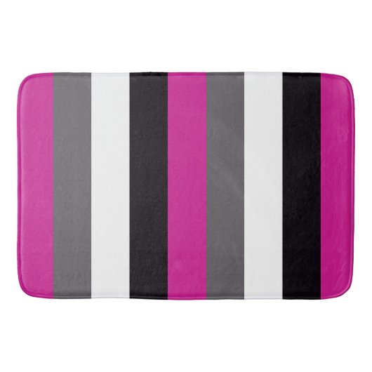 Rosa, schwarze, weiße und graue Streifen Badematte (Vorderseite)