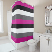 Rosa, schwarze, weiße und graue Streifen Duschvorhang (Beispiel)