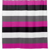 Rosa, schwarze, weiße und graue Streifen Duschvorhang (Vorderseite)