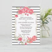 Rosa Schwarze Wildblume Aquarellfarben Hochzeit Einladung (Stehend Vorderseite)